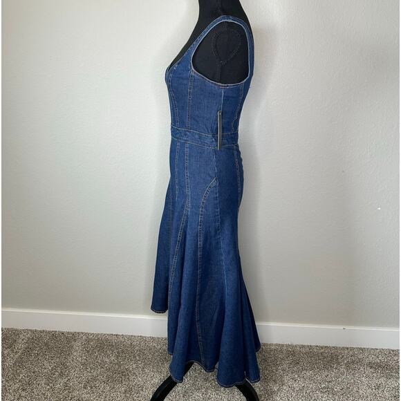 NWT Tractr Blue Denim Hi-Low Fit & Flare Dress Cotton Blend – Size S - Picture 3 of 16